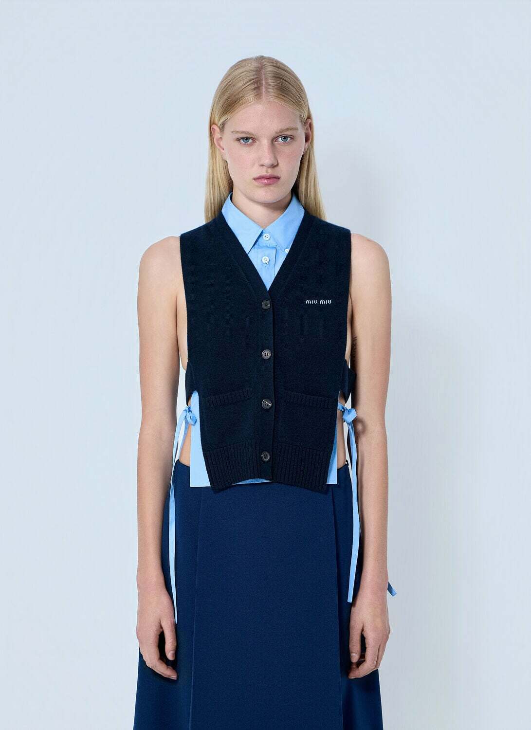Miu Miu V-Neck Logo Vest