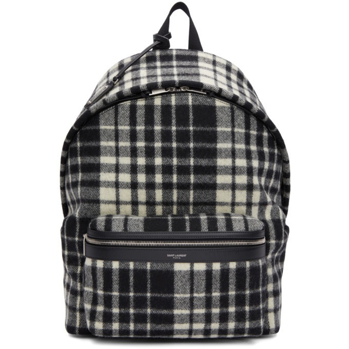 Photo: Saint Laurent Black and White Check City Backpack