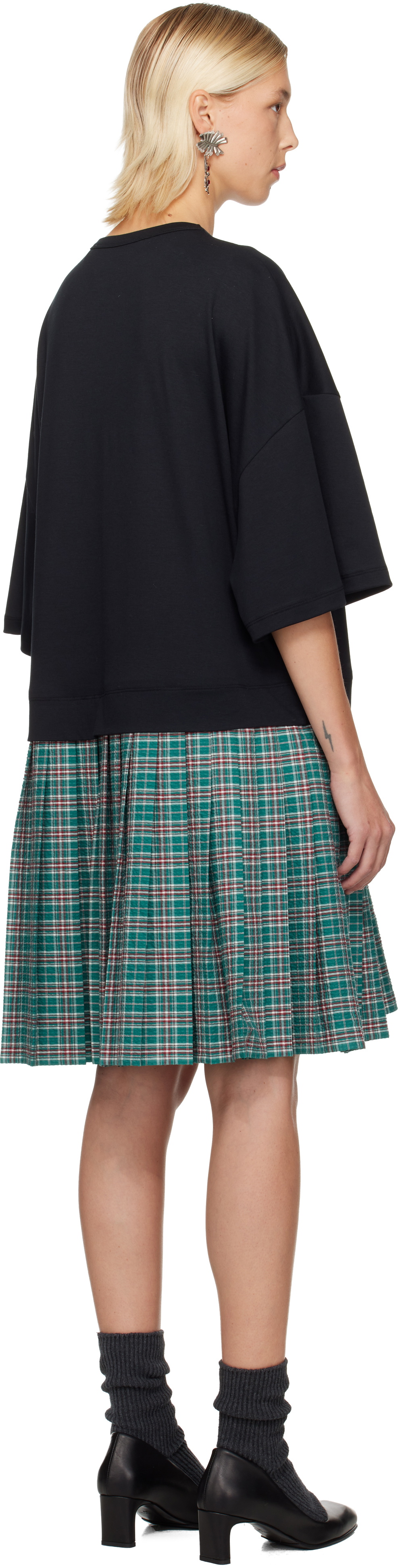 Chopova Lowena Black & Green Spaced Out T-Shirt Minidress