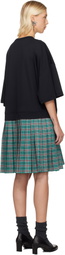 Chopova Lowena Black & Green Spaced Out T-Shirt Minidress