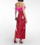 Giuseppe di Morabito Sequined feather-trimmed gown