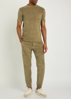 Aurélien Pintuck Tapered-leg Terry Sweatpants Khaki