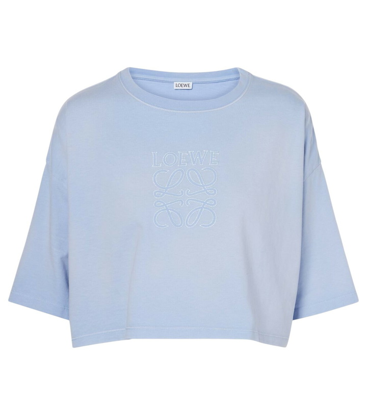 Photo: Loewe Anagram cropped cotton jersey T-shirt