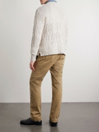 RRL - Cable-Knit Cotton, Linen and Silk-Blend Sweater - Neutrals