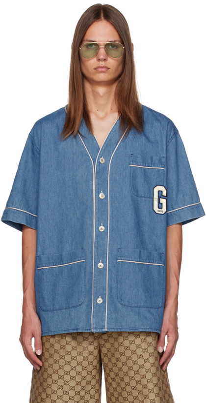 Photo: Gucci Blue Patch Denim Shirt