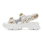 Gucci White Crystal Aguru Chunky Sandals