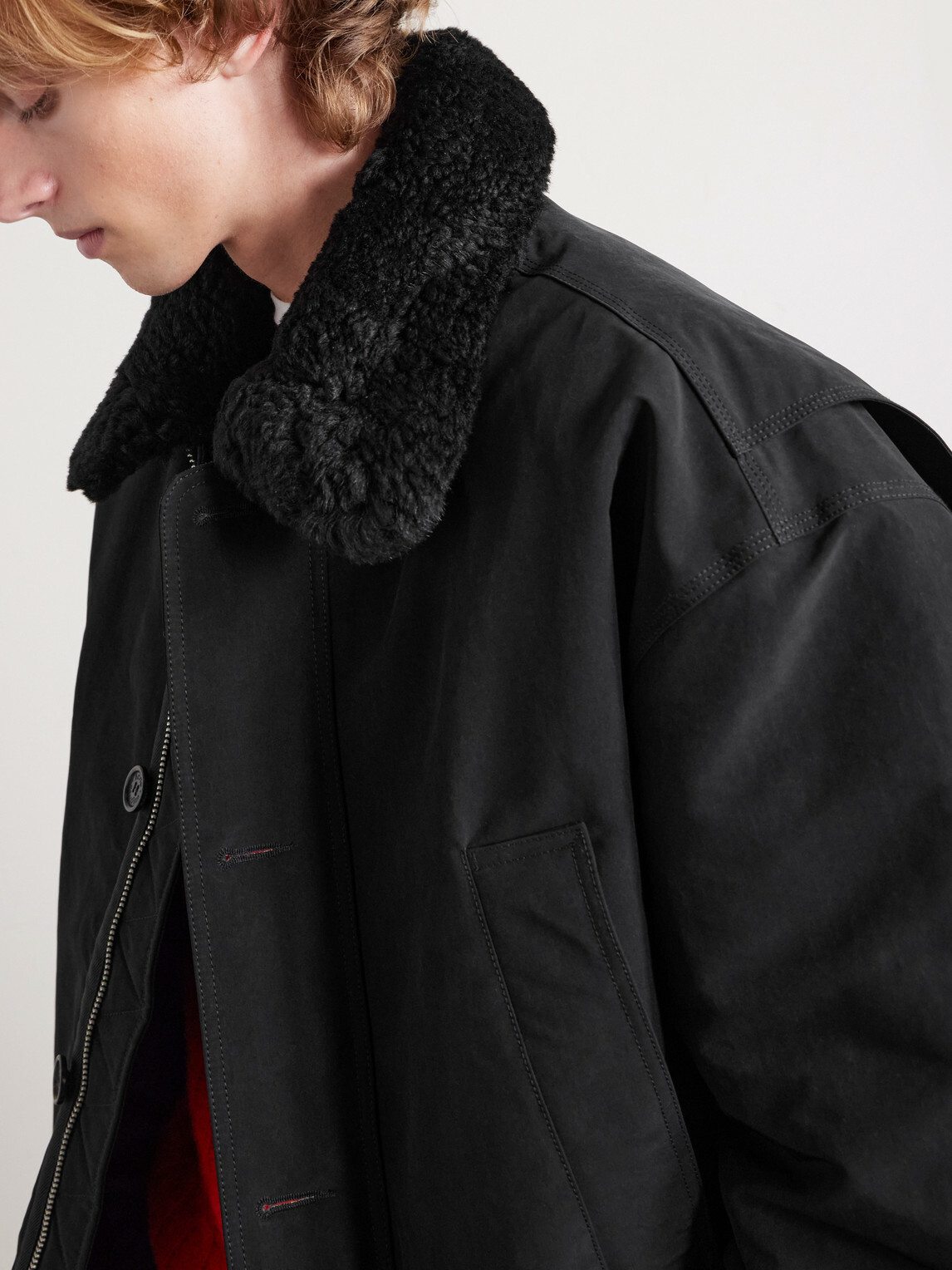 Acne Studios - Omanti Shearling-Trimmed Padded Peached-Nylon Parka - Black