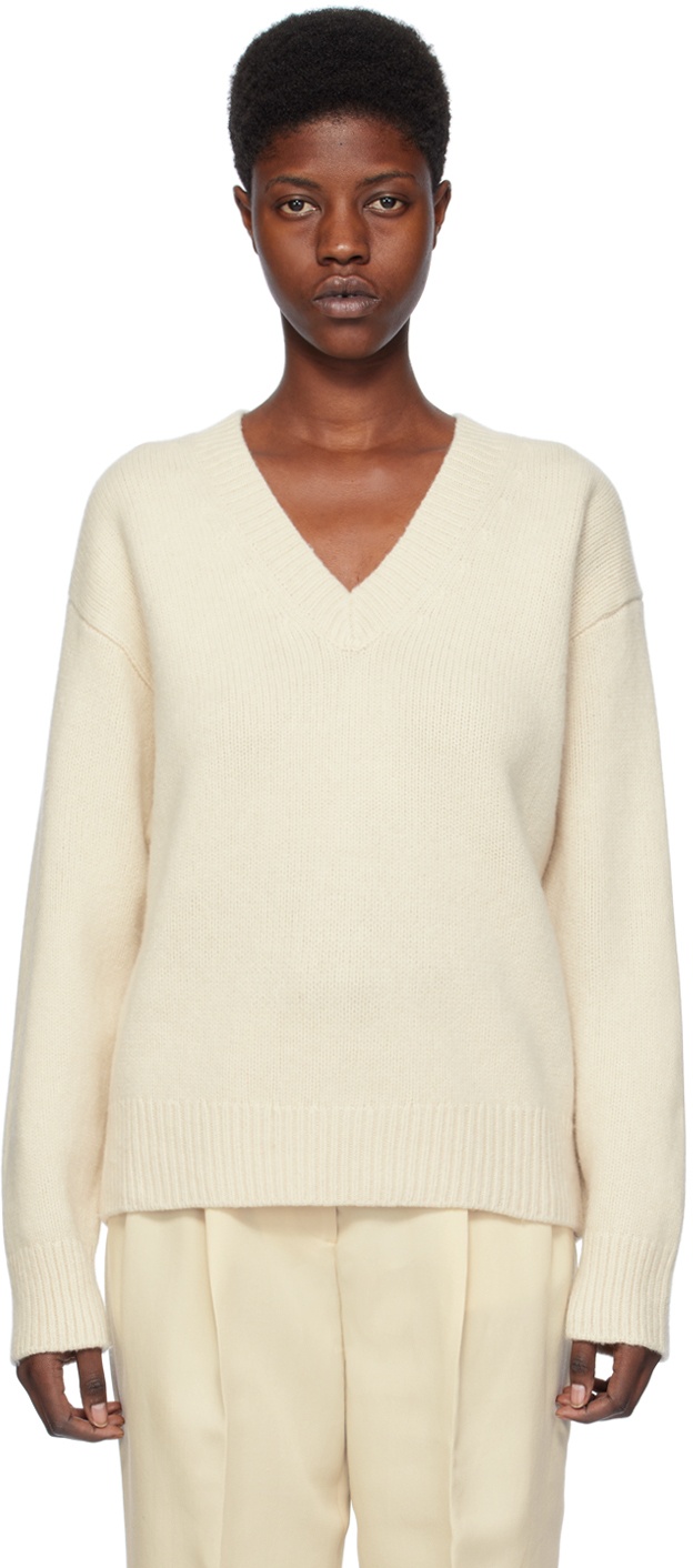TOTEME White V-Neck Sweater Toteme