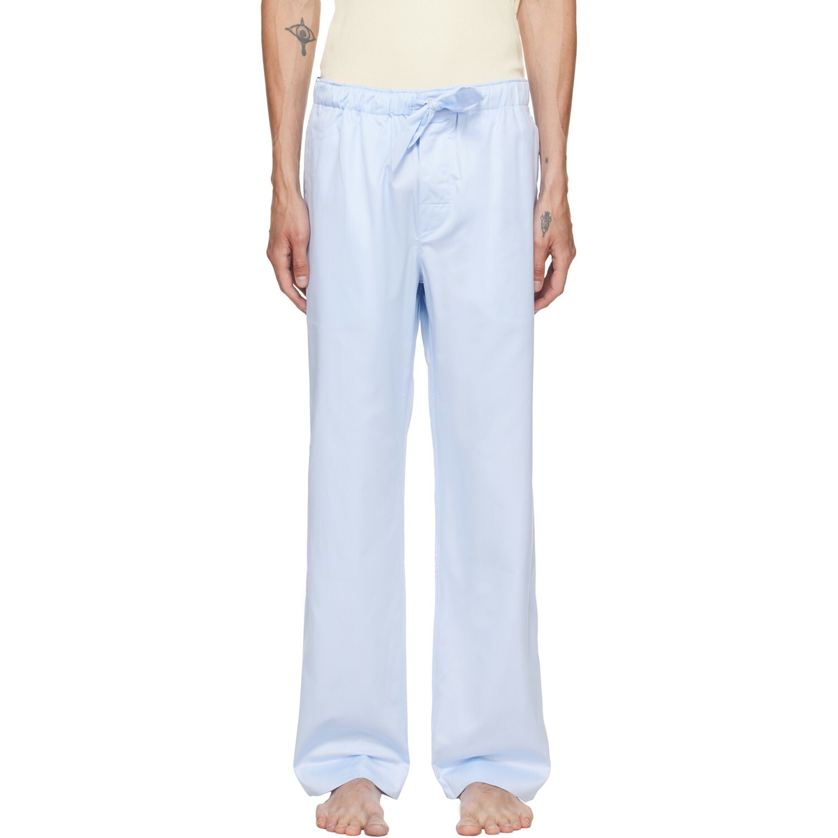 Tekla Blue Sateen Pyjama Pants