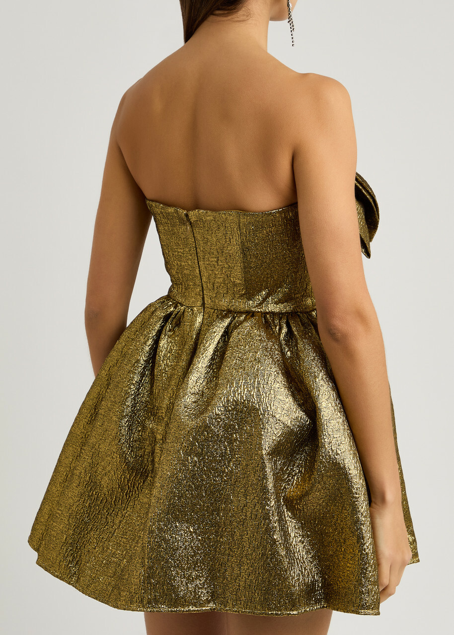 slim fit dress slacks Gold Metallic Strappy Maxi Dress main image 1