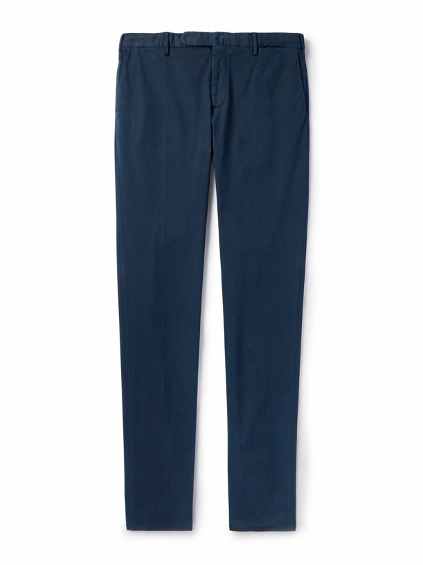 Photo: Incotex - Slim-Fit Straight-Leg Stretch Cotton and Lyocell-Blend Trousers - Blue