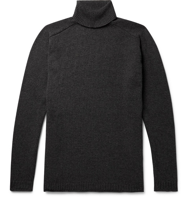 Photo: nonnative - Mélange Wool and Cotton Blend-Rollneck Sweater - Men - Charcoal
