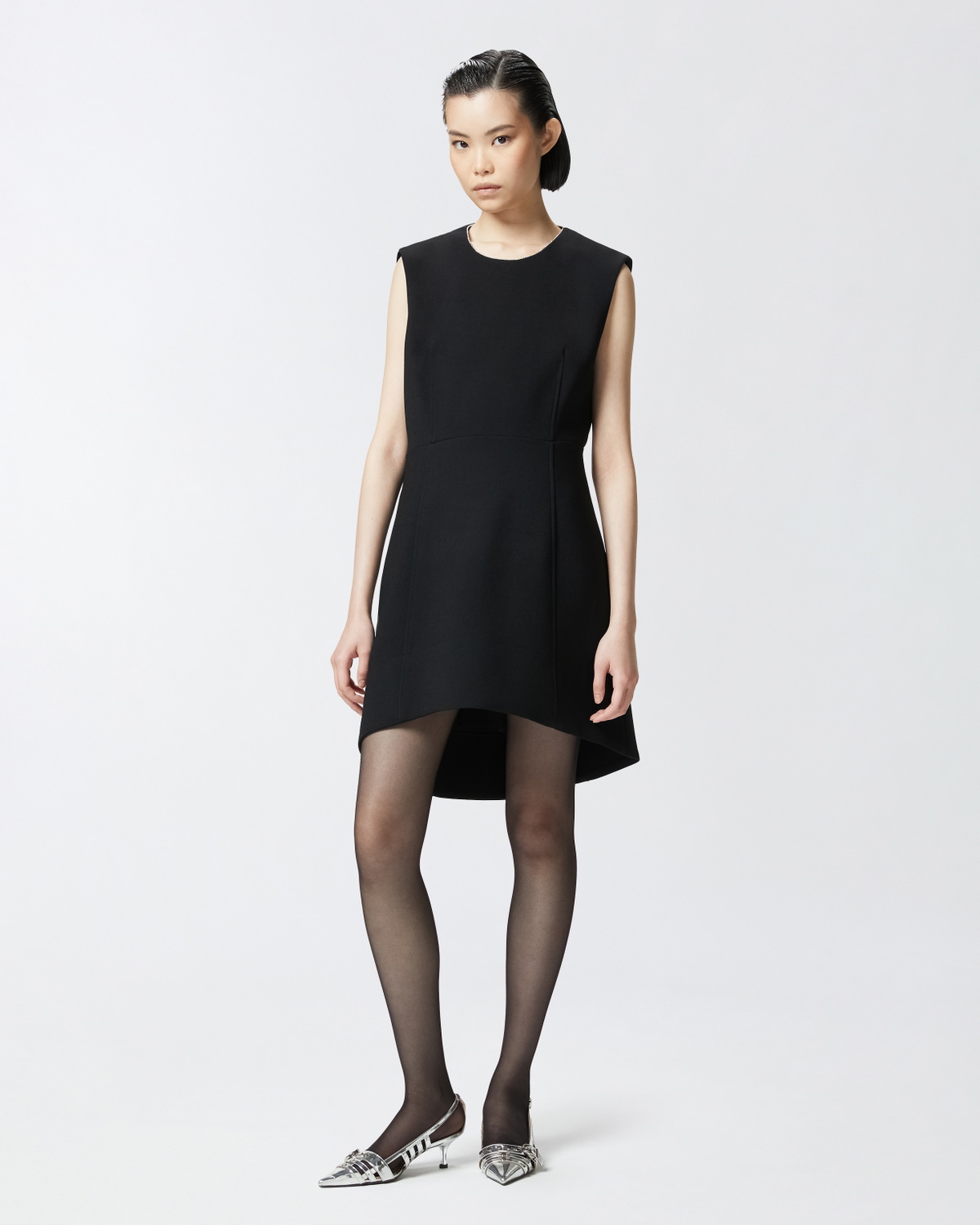 Pinko Mini Dress With Open Back And Rhinestones Limo Black