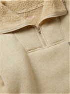 KAPITAL - Logo-Appliquéd Fleece-Lined Knitted Half-Zip Sweatshirt - Neutrals