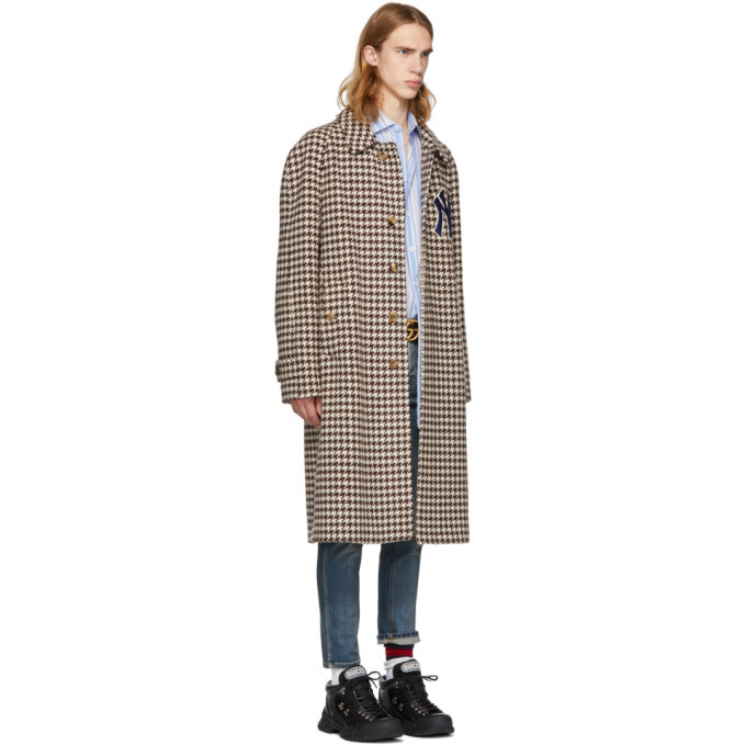 Gucci Brown NY Yankees Edition Houndstooth Coat Gucci
