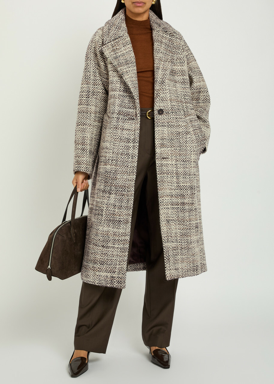 Joseph Florent Crosshatch Wool-blend Coat Brown