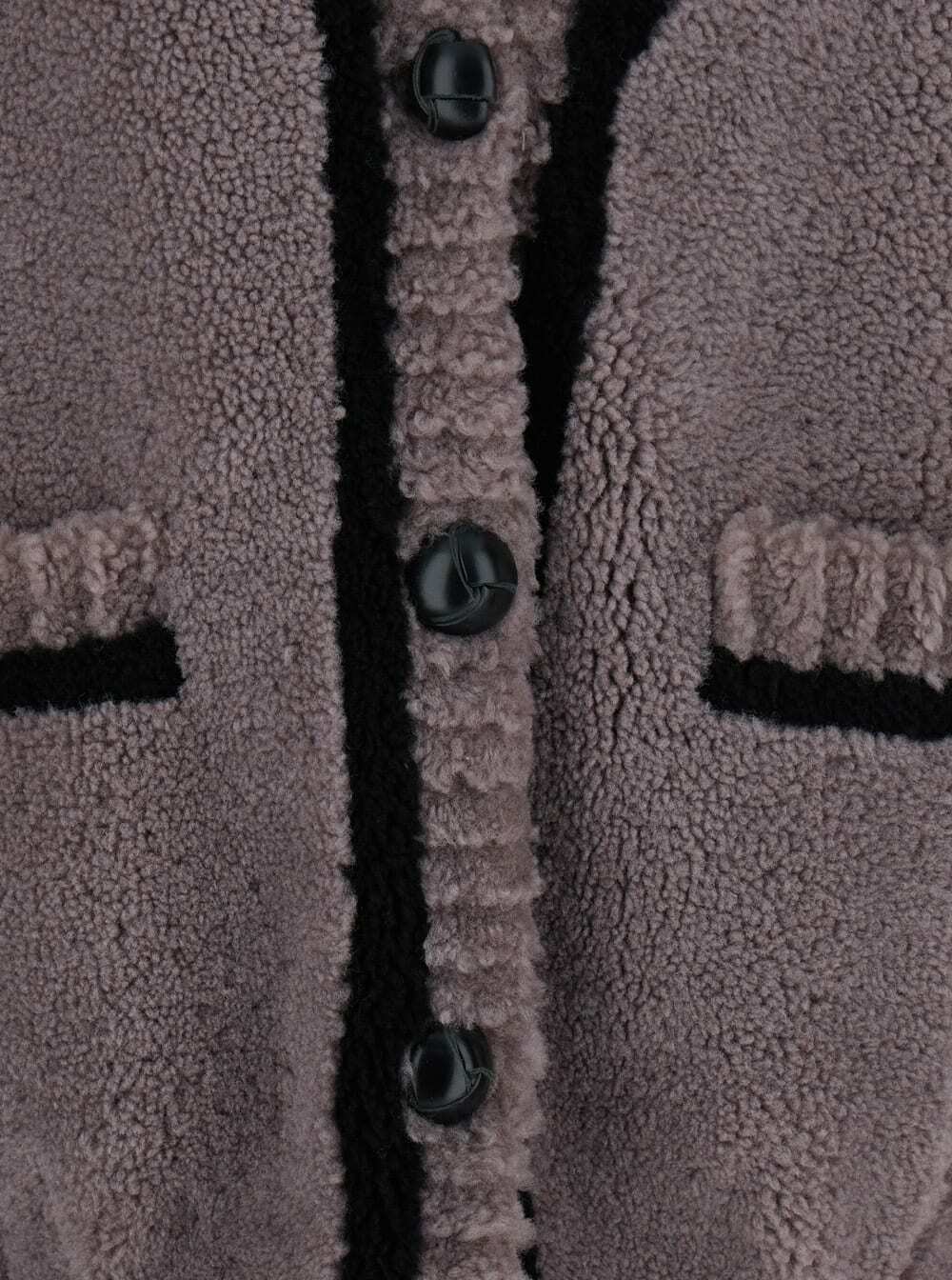 Blancha Grey V-neck Cardigan With Front Pockets In Fur Woman
