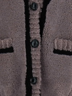 Blancha Grey V-neck Cardigan With Front Pockets In Fur Woman