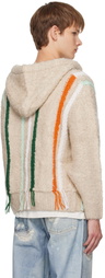 Andersson Bell Beige Reverse Stripe Knit Hoodie