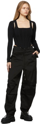 Dion Lee Black Pointelle Corset Crewneck