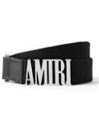AMIRI - 3cm Silver-Tone and Leather-Trimmed Webbing Belt