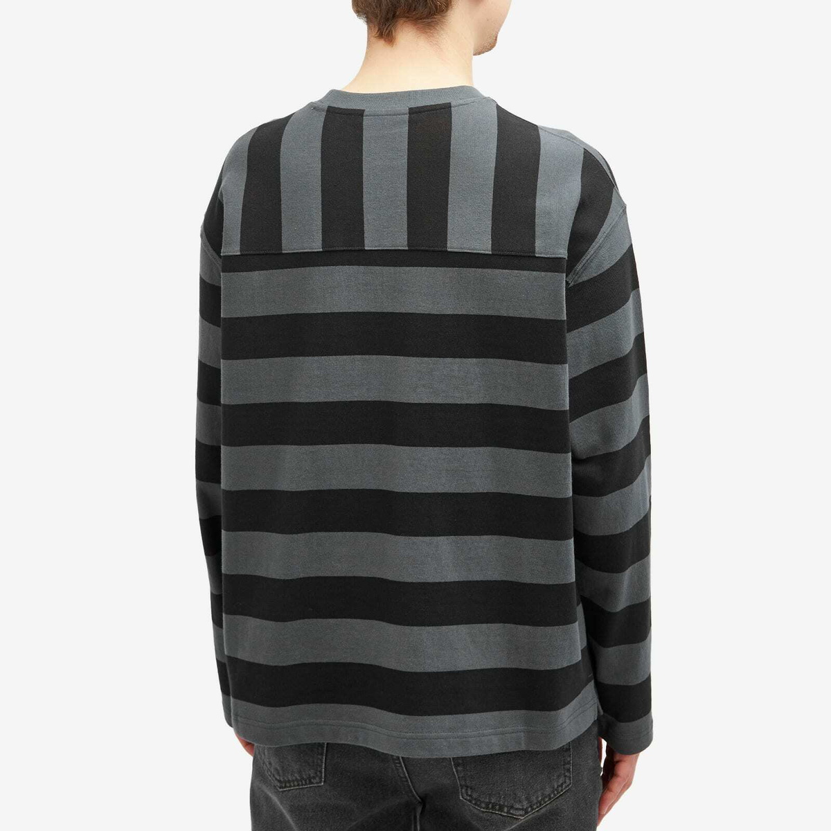 Uniform Bridge Men's Stripe Long Sleeve T-Shirt in Black