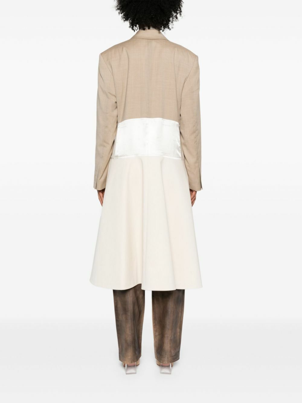 Peter Do Neutral Panelled Single-Breasted Coat