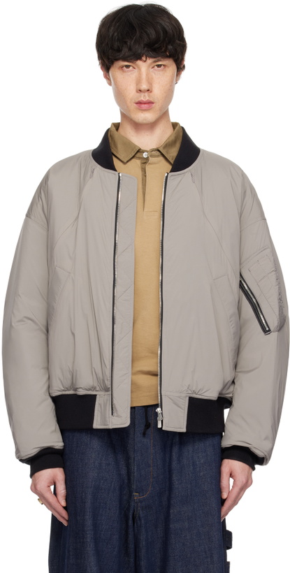 Photo: International Gallery BEAMS Gray Utility Pocket MA-1 Bomber Jacket