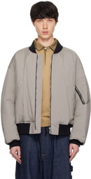 International Gallery BEAMS Gray Utility Pocket MA-1 Bomber Jacket