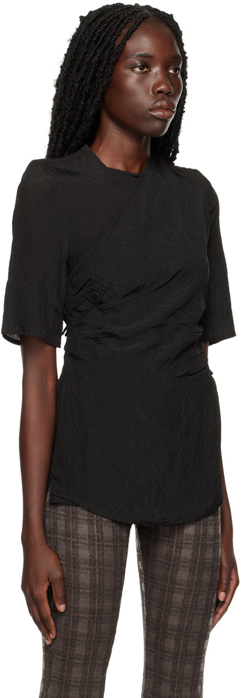 Elleme Black Drapped T-Shirt