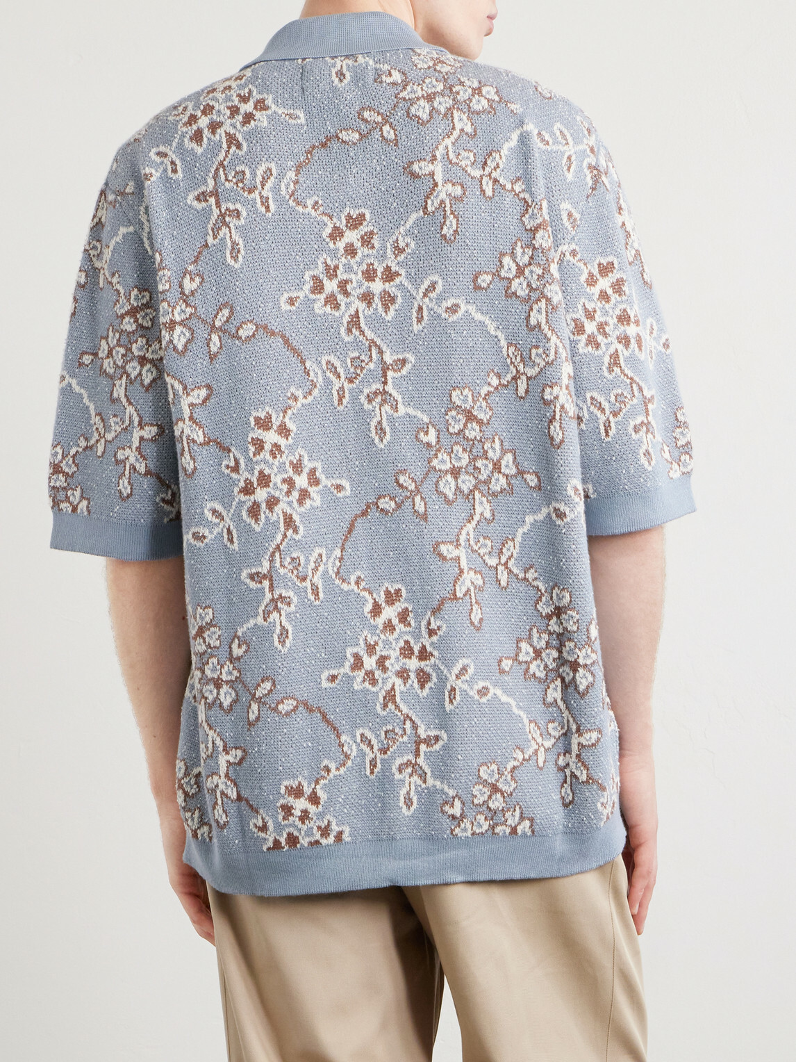 Corridor - Trellis Knitted Organic Cotton Shirt - Blue