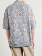 Corridor - Trellis Knitted Organic Cotton Shirt - Blue