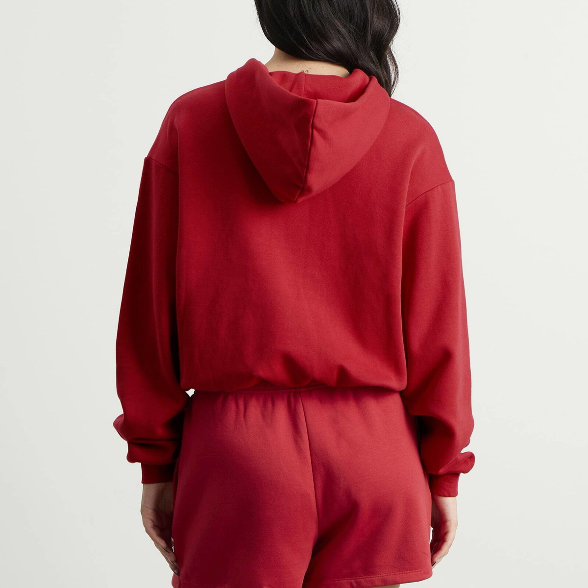 SKIMS Women's Cotton Fleece Classic Zip Up Hoodie in Washed Red