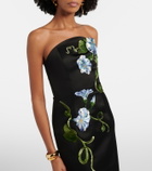 Leo Lin Floral-appliqué halterneck gown