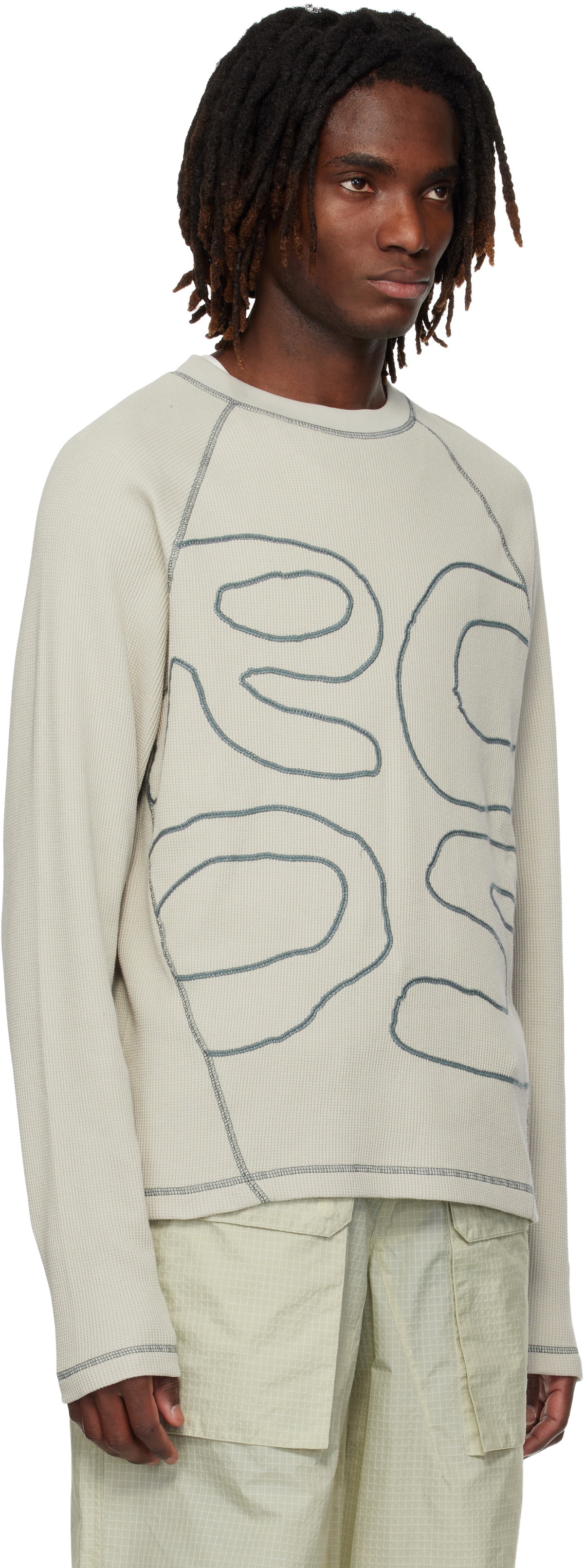 RCOS Beige Stack Logo Waffleknit Longsleeve T-shirt