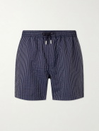 Mr P. - Navi Striped Straight-Leg Swim Shorts - Blue