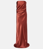 The Sei Draped silk charmeuse bustier gown