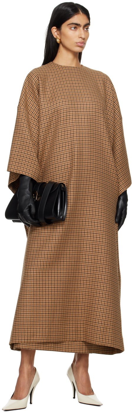 Marie Adam-Leenaerdt Brown Houndstooth Maxi Dress