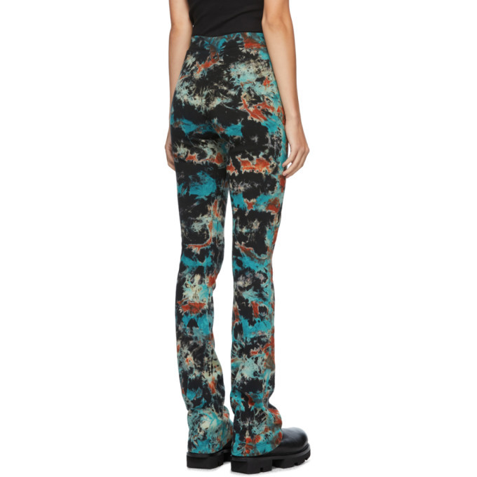 S.R. STUDIO. LA. CA. Multicolor Tie-Dye Tribal Flame Flair Trousers