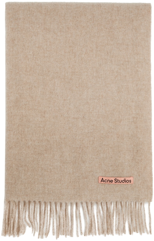 Photo: Acne Studios Beige Oversized Fringed Wool Scarf