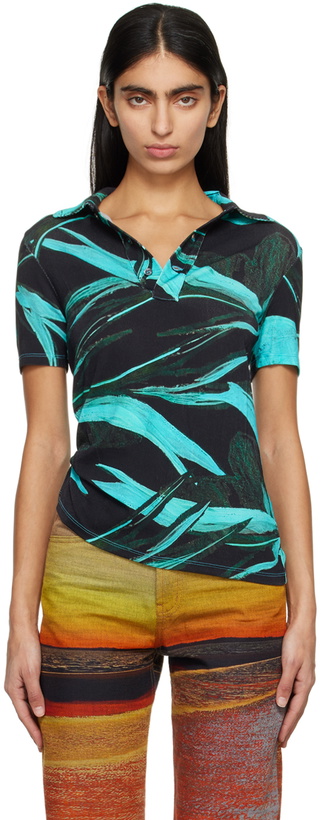 Photo: Louisa Ballou Black & Blue Printed Polo
