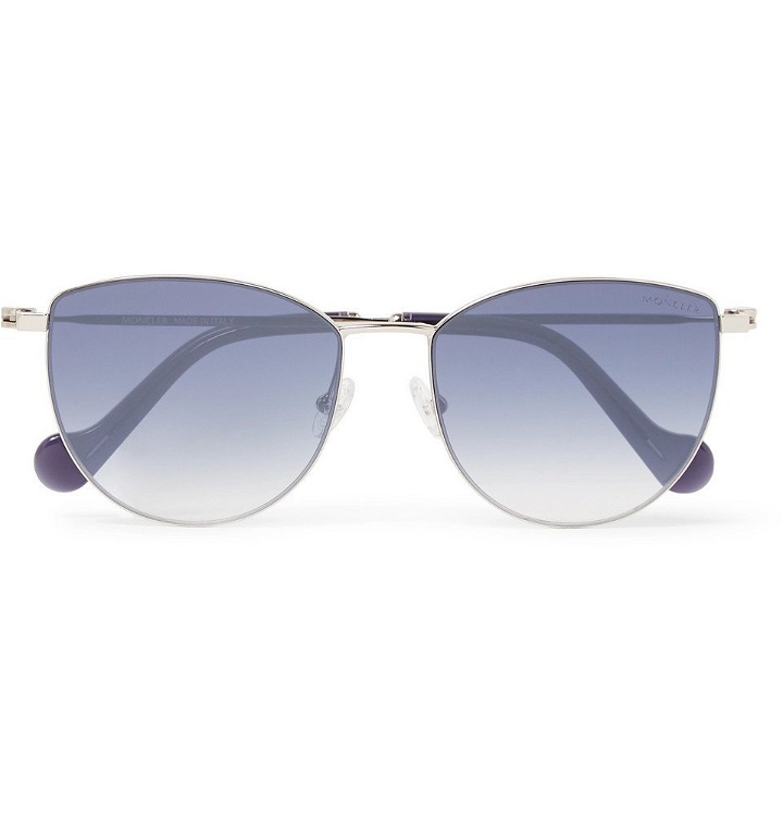Photo: Moncler - Round-Frame Acetate and Silver-Tone Sunglasses - Blue