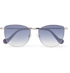 Moncler - Round-Frame Acetate and Silver-Tone Sunglasses - Blue