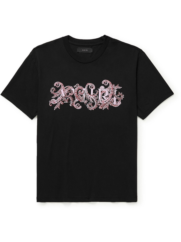 Photo: AMIRI - Logo-Print Cotton-Jersey T-Shirt - Black