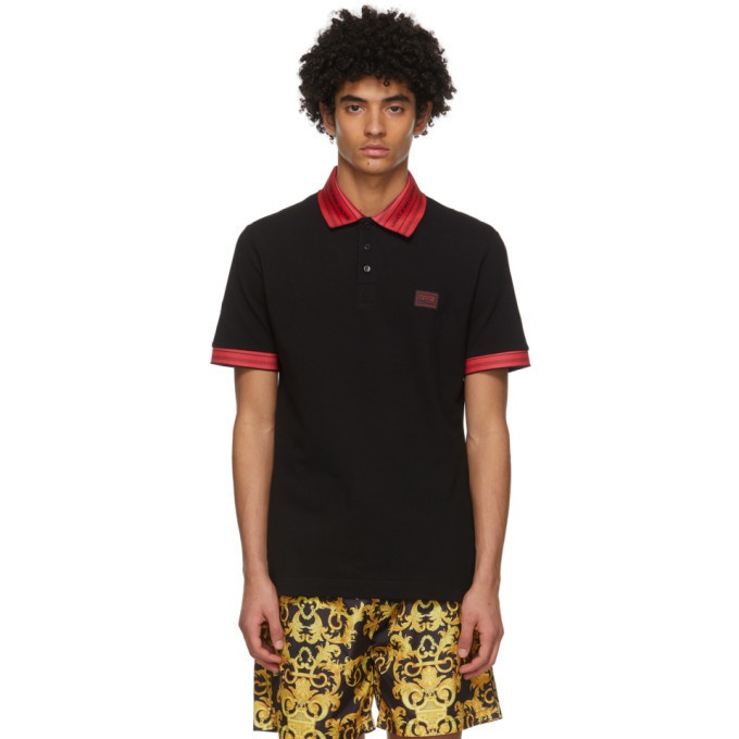 Photo: Versace Jeans Couture Black and Red Logo Polo