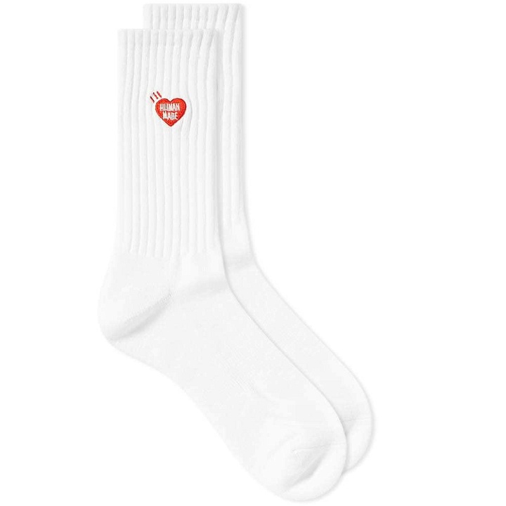 Photo: Human Made Heart Logo Pile Sock White