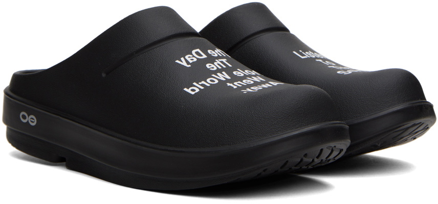 TAKAHIROMIYASHITA TheSoloist. Black OOFOS Edition Clogs
