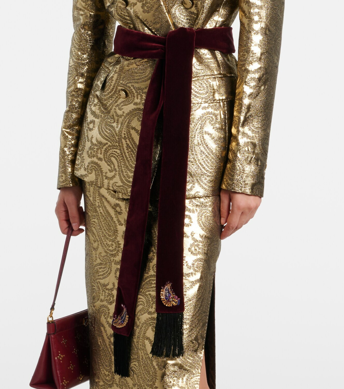 Etro Embellished paisley cotton velvet scarf
