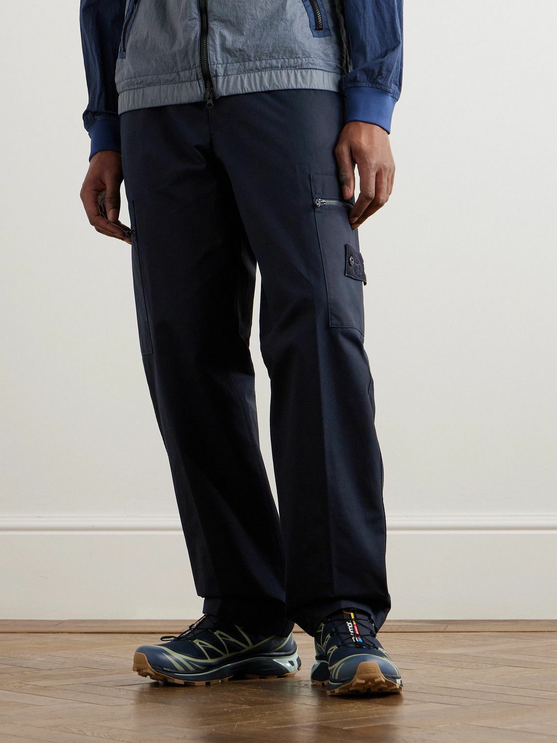 Stone Island - Ghost Wide-Leg Logo-Appliquéd Cotton Cargo Trousers - Blue  Stone Island