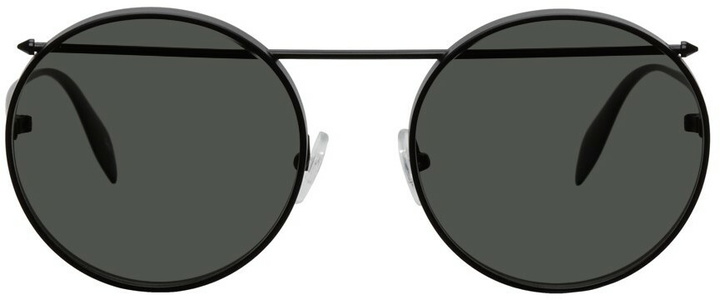 Photo: McQueen Black Piercing Round Sunglasses
